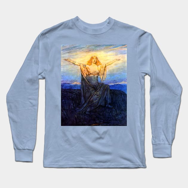 Greeting the Sun - Siegfried and the Twilight of the Gods - Arthur Rackham Long Sleeve T-Shirt by forgottenbeauty